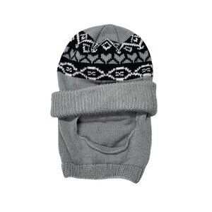 Vintage Knit Beanie Ski Mask 1 Hole Balaclava 80s 90s Gray Winter Hat